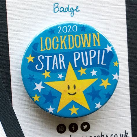 When relaxation is on the agenda then our spa at home treats are just the thing. Lockdown Star Pupil badge 38mm button badge. Homeschooling ...
