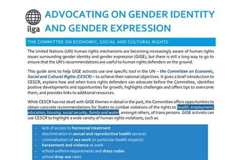 Advocating On Gender Identity And Gender Expression Cescr Ilga