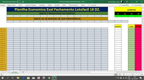 Planilha Econômica De Fechamento Lotofácil 18 Dz Em Excel Planilhas