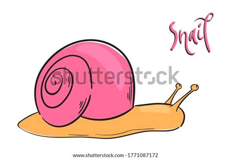 Cartoon Pink Snail Character Illustration Cute Stock Vector Royalty