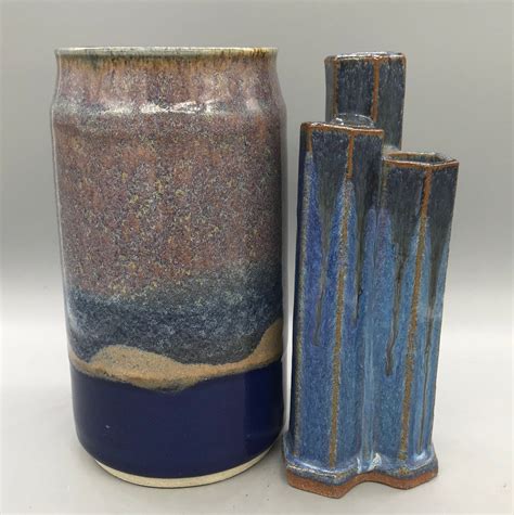 Signed Studio Art Potterymid Century Stoneware Vase Three Etsy