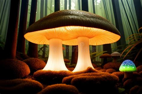 Magical Mushrooms In The Forest Fantasy Glowing Landscape Ai Generated