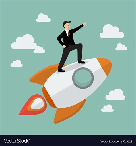 Businessman Standing On A Rocket Royalty Free Vector Image
