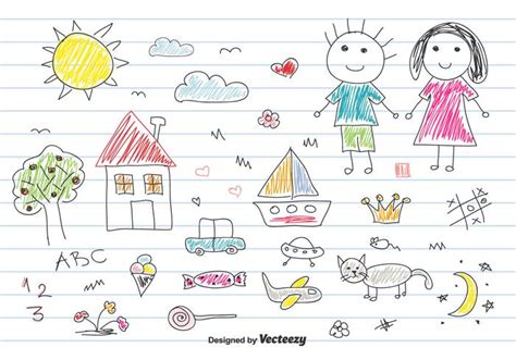 Children Drawing Vector Set Stock Images Page Everypixel