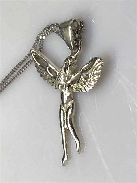 Angel Sterling Silver Pendant Necklace Etsy