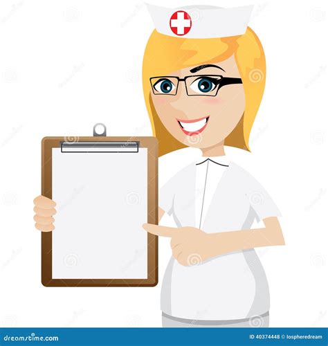 Cartoon Nurse With Blank Document Stock Vector Illustration Of