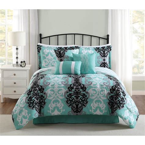 Looking for the best selection and great deals on grey 3 piece set comforter sets ? Studio 17 Downton Black/Grey/Aqua 7-Piece Full/Queen ...