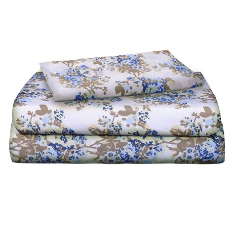 Renauraa 144 Thread Count 100 Cotton Percale Floral Queen Bed Sheet