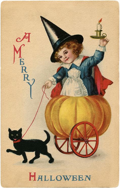 Vintage Sweet Halloween Witch Image - Darling! - The Graphics Fairy