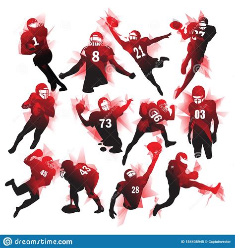 Set Of American Football Players Vector Illustration Decorative
