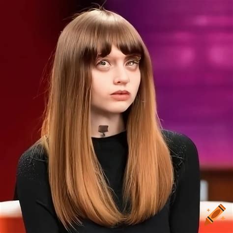 Mia Goth Getting Her Bangs Trimmed On A Talk Show