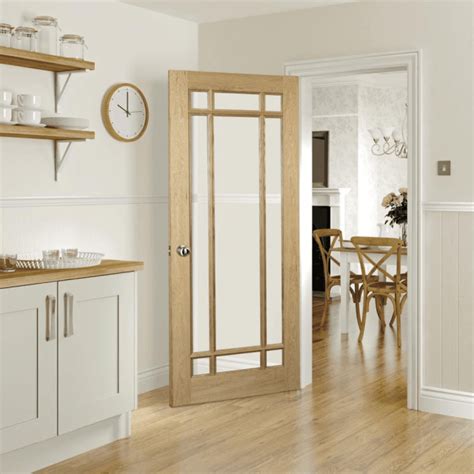Deanta Kerry Un Finished Internal Oak Door With Clear Bevelled Glass Doors From Gw Leader Uk