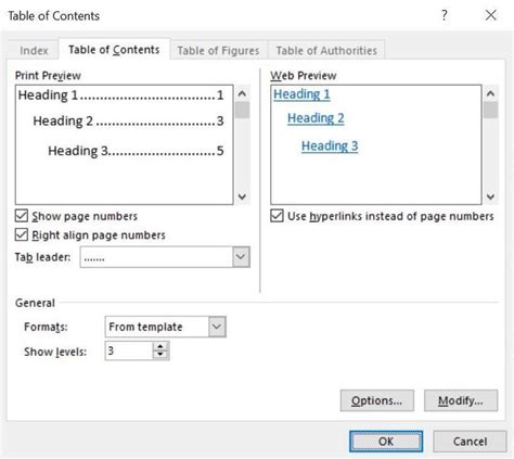 How To Create Table Of Contents In Word Entries Without A Page Number