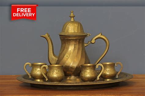 Vintage Brass Kitchenware Coffee Tea Kettle Collectible Indian