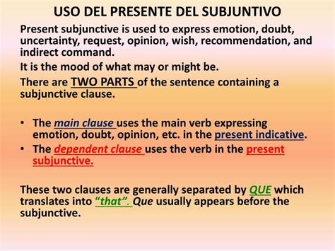 Ppt El Presente Del Subjuntivo Powerpoint Presentation Free Download