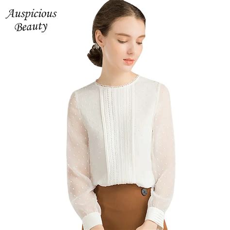 white chiffon blouse summer 2018 new arrivals women long sleeve o neck blouses slim sexy see