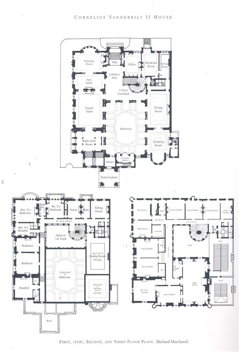 William Vanderbilt Ii House Mansion Floor Plan Vintage House Plans