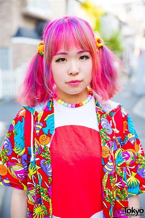 Pink Haired Harajuku Girl In Colorful Fashion W Kinji Candy Stripper