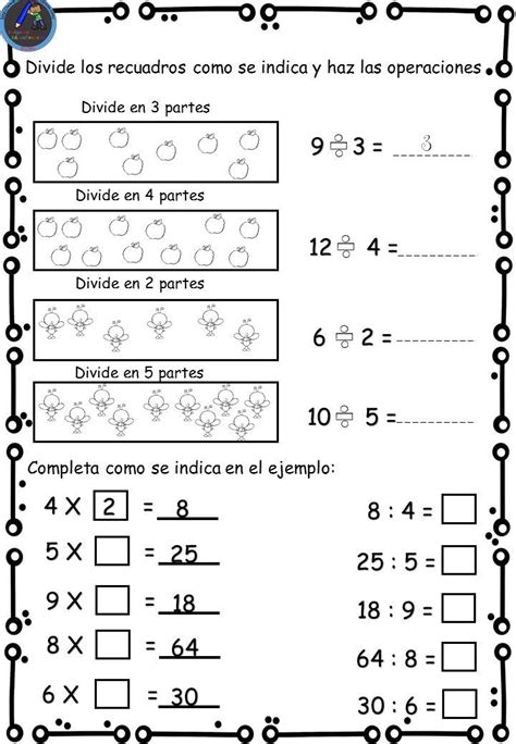 Colección De Fichas Aprendemos A Dividir Imagenes Educativas Divisiones Matematicas