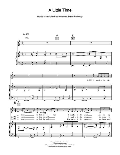 A Little Time Sheet Music By The Beautiful South Piano Vocal And Guitar