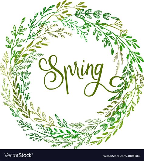 Hand Drawn Spring Wreath Royalty Free Vector Image