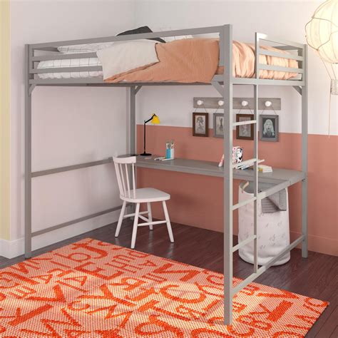 Buy Miles Metal Full Loft Bed With Desk At Bed Desk Loft