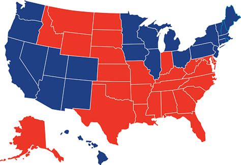 U S Map With Names Of States In Red White Blue