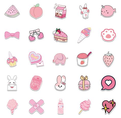 Pretty In Pinks Stickers 50 Pcs Pvc Waterproof Decals Etsy