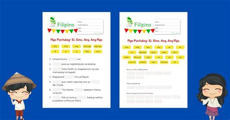 Mga Pantukoy Si Sina Ang Ang Mga Filipino Lesson Quiz And Worksheets