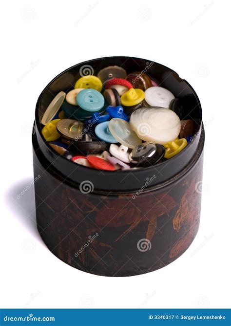 Wooden Box Of Buttons Stock Image Image Of Isolated Buttons 3340317