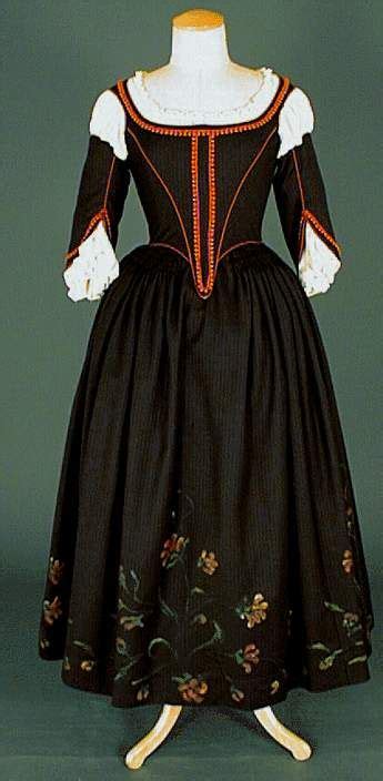 Black Day Dress Front Under Louis Xiii Era 1610 1660 17th Century