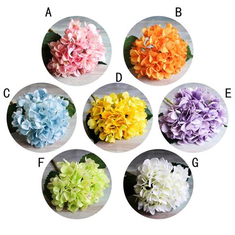 10pcs silk hydrangea heads with stems artificial flowers for wedding