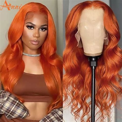 Ginger Orange Color 13x4 Lace Front Wigs Pre Plucked Brazilian Body