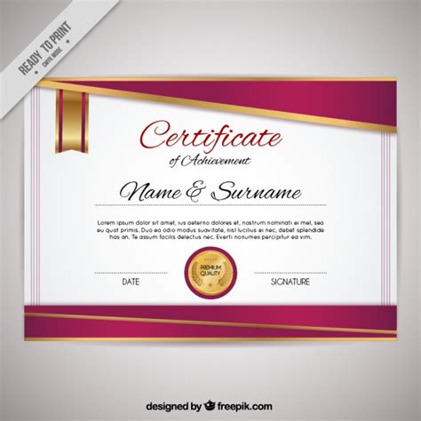 Elegant Certificate Of Achievement Vector Free Download