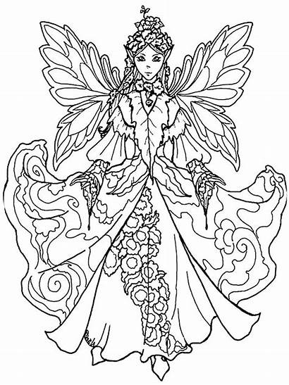 Fairy Elf Queen Coloring Pages Printable Fairies