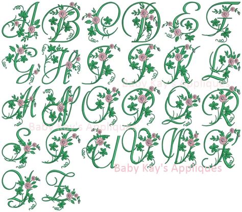 Blooming Floral Font Three Sizes Geminired Embroidery Designs
