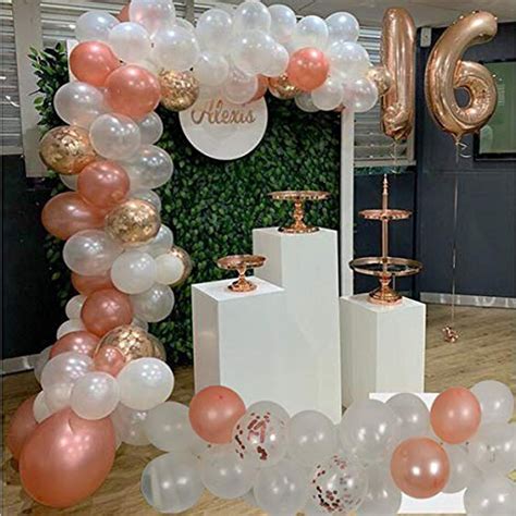 80 Pcs Rose Gold Birthday Party Balloons Arch Garland Sweet 16th Birthday Decorations For Girls