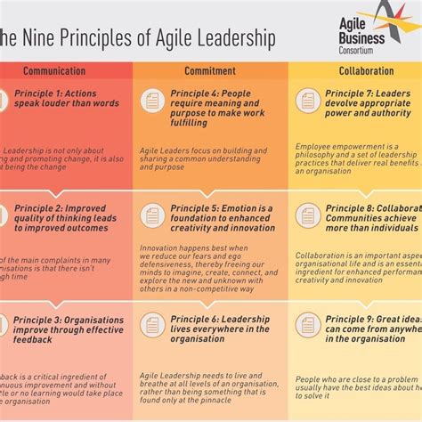 Graphicchart Of The Nine Principles Of Agile Leadership Leadership