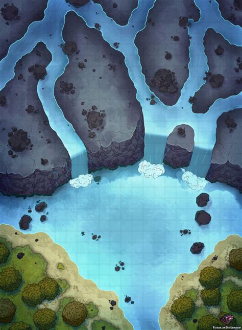 Forest Waterfalls Dandd Map For Roll20 And Tabletop Dice Grimorium