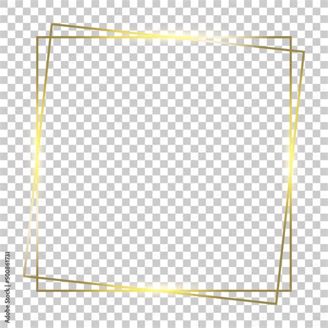 Luxury Gold Border Isolated On Transparent Vector Background Glowing