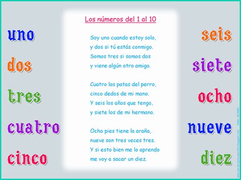 Me Encanta Escribir En Español Canción Los Números Del 1 Al 10