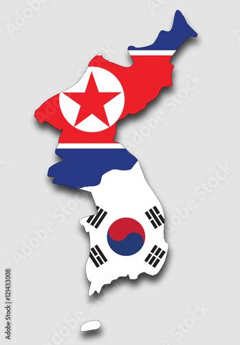 Map Of The Korean Peninsula Filled With The South And The North Korea