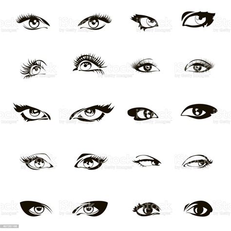 Woman Eyes Vector Beautiful Female Eye Set Or Ink Drawing Stock