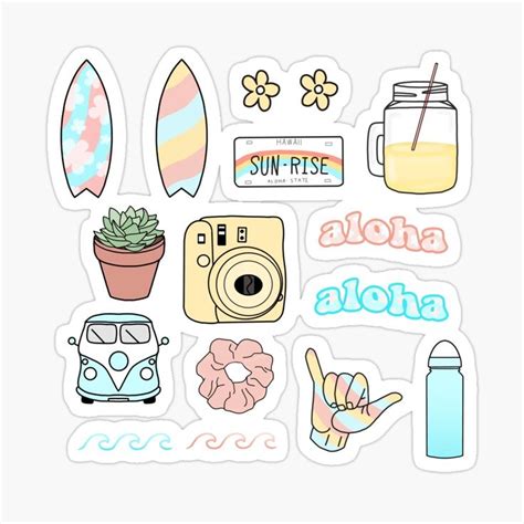 Hawaii Pack Sticker By Pastel Paletted Preppy Stickers Homemade