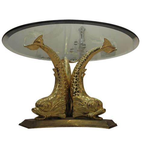 Vintage Brass Dolphin Coffee Table At 1stdibs