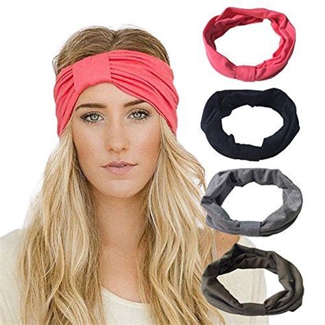 hair accessories dreshow 4 pack headbands vintage elastic printed head wrap stretchy moisture