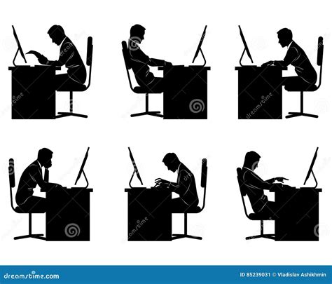 Six Businessmen Silhouettes Stock Vector Illustration Of Technology