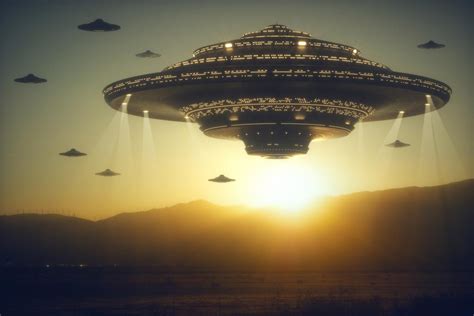 Alien Invasion Flying On Earth Saucer Spaceships Ufos Poster Fantasy