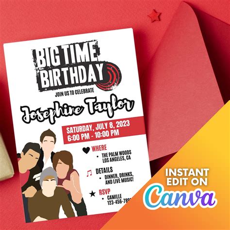 Editable Big Time Rush Birthday Party Invitation Instant Etsy México
