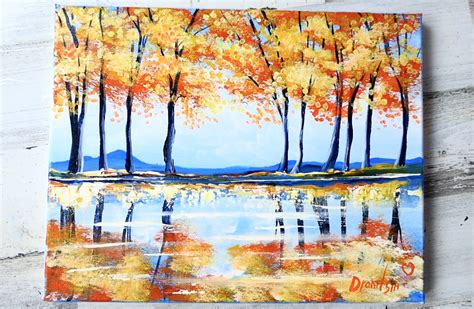 Urartstudiocom Easy Autumn Landscape Art Acrylic Painting Oval